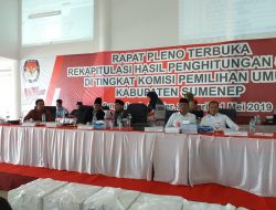 Rekapitulasi Hasil Pemilu 2019 di Tingkat KPU Sumenep Berlangsung Aman dan Kondusif.