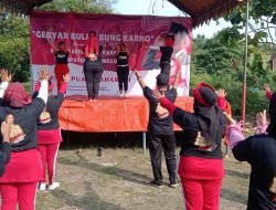 Gebyar Bulan Bung Karno,Relawan Puan Maharani Bojonegoro adakan Senam Sehat hingga Lomba Melukis