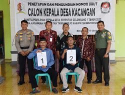 Kapolsek Tambakrejo Pimpin Pelaksanaan Pengundian Nomor urut Cakades di Empat Desa