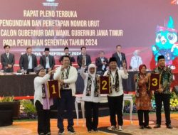 Berikut Nomor Urut Tiga Pasangan Calon Gubernur Jawa Timur 2024